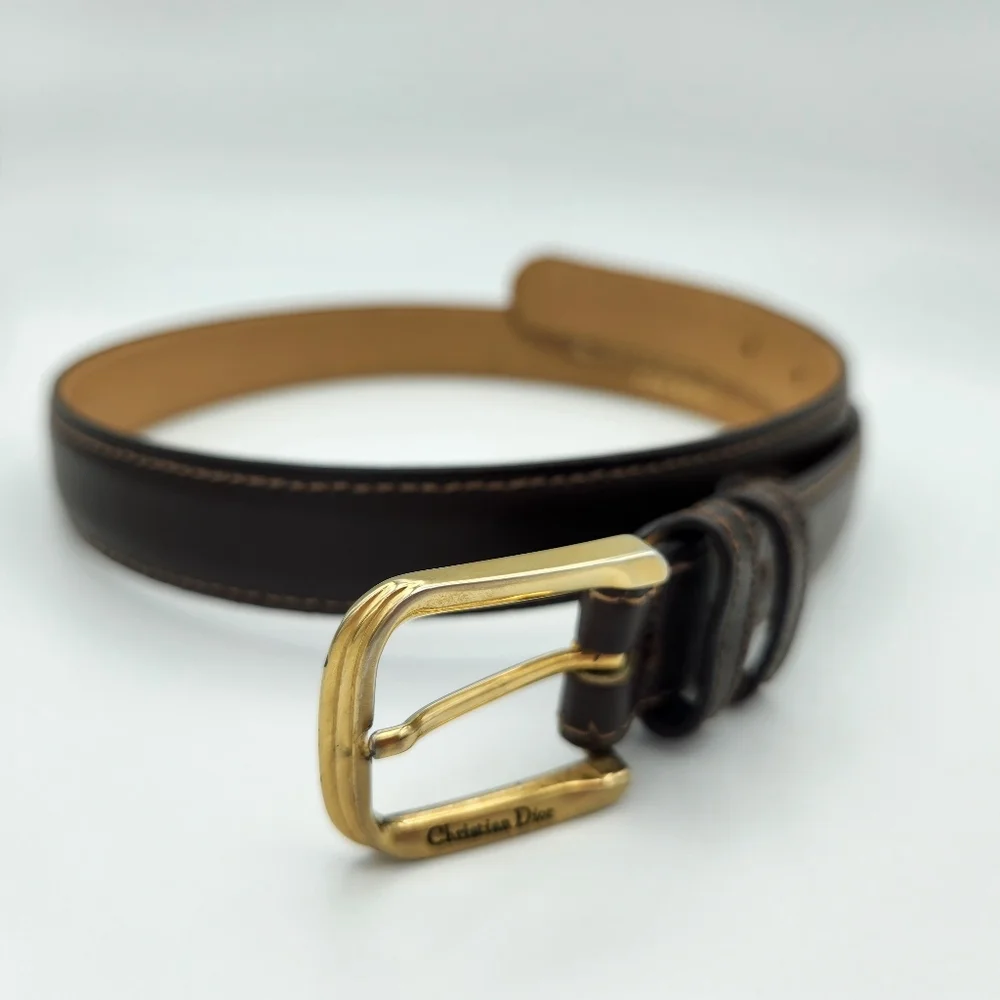 Dior Kids Belt in Brown with Gold Buckle
